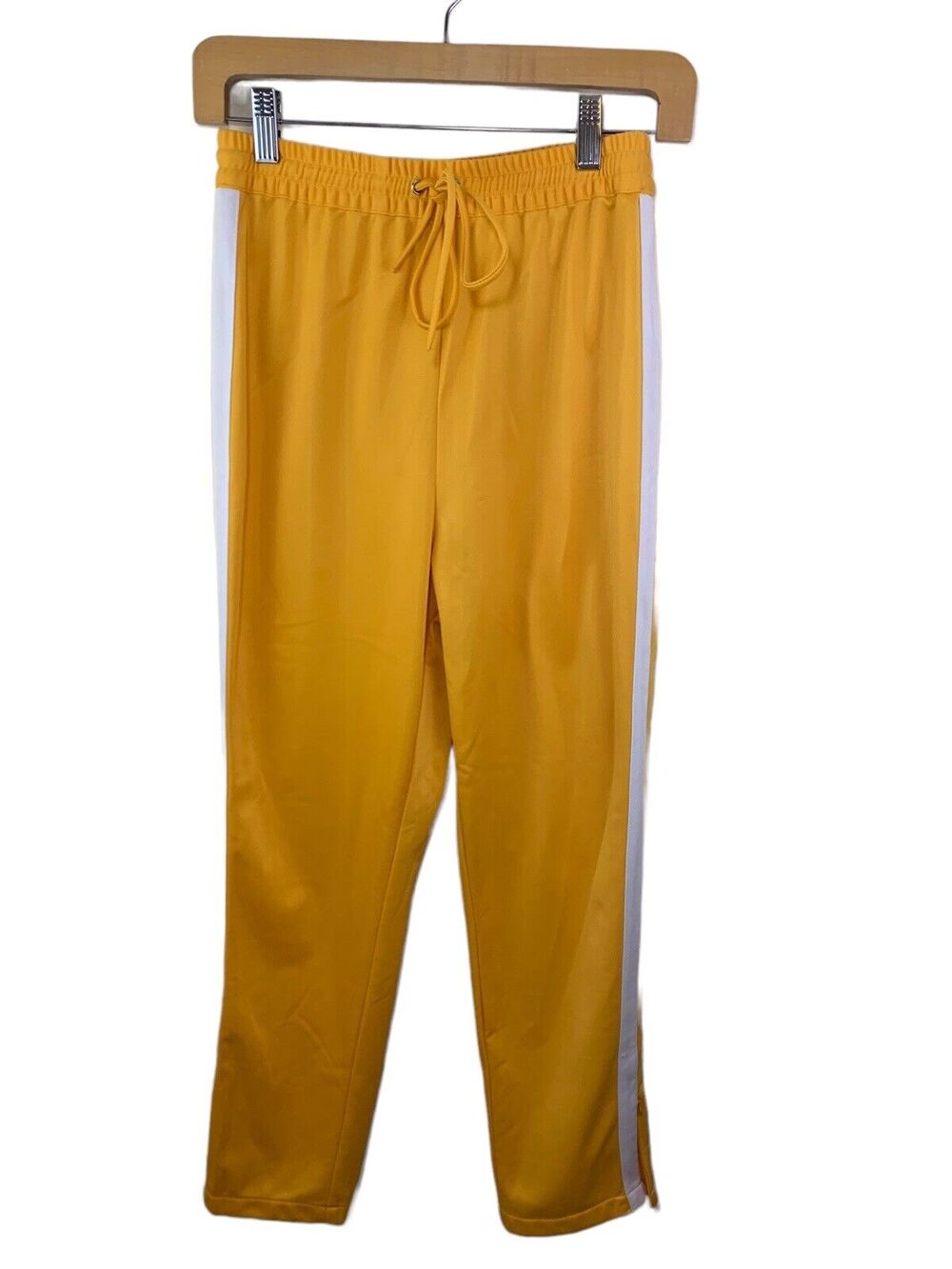 Lovers + Friends Yellow Track Jogger Pants Stripe Zip Ankle Small Festival
